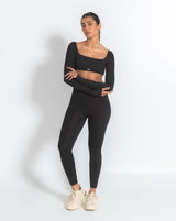 Butterbod™ Long Sleeve Crop Bra  - Black