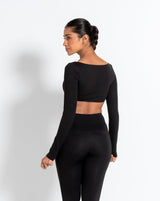 Butterbod™ Long Sleeve Crop Bra  - Black