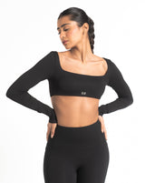 Butterbod™ Long Sleeve Crop Bra  - Black