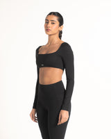 Butterbod™ Long Sleeve Crop Bra  - Black