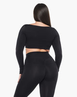 Butterbod™ Long Sleeve Crop Bra  - Black