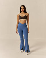 Hourglass Hem-Slit Flared legging - Old Blue