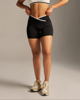 Butterbod™ Contrast wrap waist Hourglass Shorts - Black