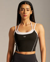 Butterbod™ Contrast Dual Strap Tank - Black