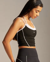Butterbod™ Contrast Dual Strap Tank - Black