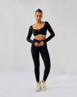 Sportbod™ Long Sleeve Contrast Top - Black