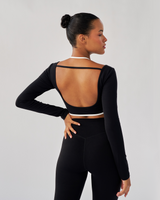Sportbod™ Long Sleeve Contrast Top - Black