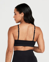 Ruche Cross Back Sports Bra  - Black
