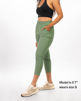 Nylon Crop Movement Pants - Green