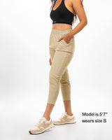 Nylon Crop Movement Pants - Beige