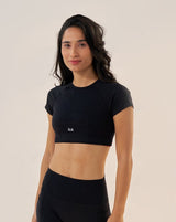 Essential Short Sleeve Crop Top - Black