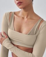 Butterbod™ Long Sleeve Crop Bra  - Latte