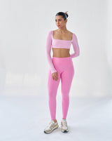 Butterbod™ Long Sleeve Crop Bra  - Flamingo Pink