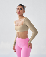Butterbod™ Long Sleeve Crop Bra  - Latte