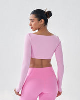 Butterbod™ Long Sleeve Crop Bra  - Flamingo Pink