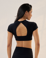 Essential Short Sleeve Crop Top - Black