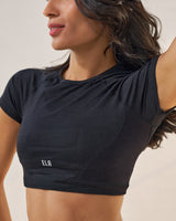Essential Short Sleeve Crop Top - Black