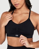 Ruche Cross Back Sports Bra  - Black