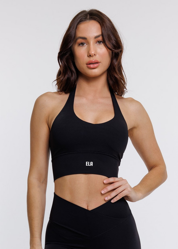 AirRise high neck longline sports bra - Black – RAIA